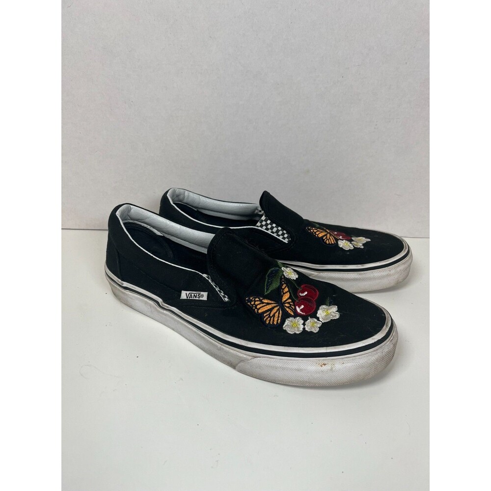 Embroidered Butterfly van Slip ons womens 8 boho Y2k